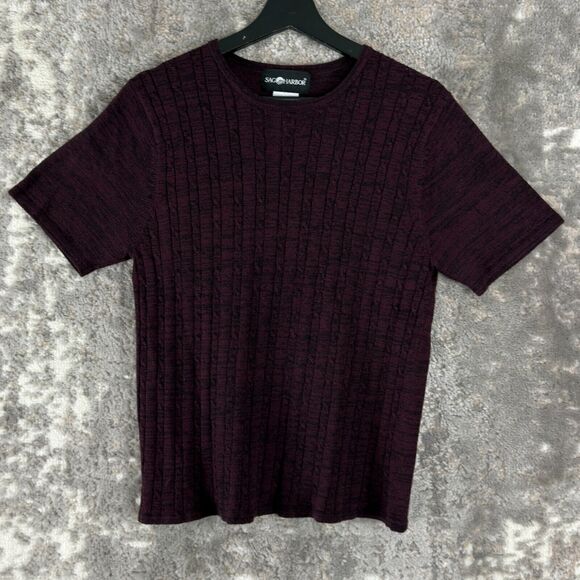 Sag Harbor Womens Size M Casual Top Dark Purple Short Sleeve Pullover Shirt - Picture 1 of 7